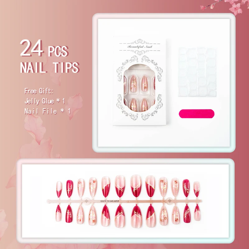 Elegantes florales Press-On-Nagelkunstset