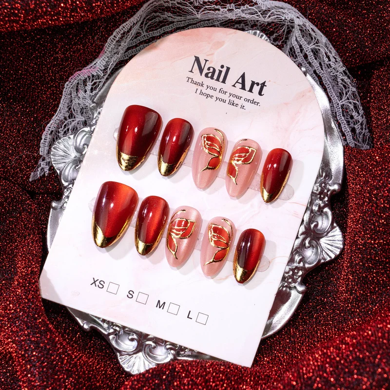 Elegantes florales Design Press-On Nagelset
