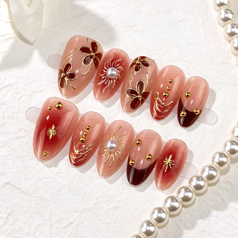 Elegantes florales dekoratives Press-On-Nagelset