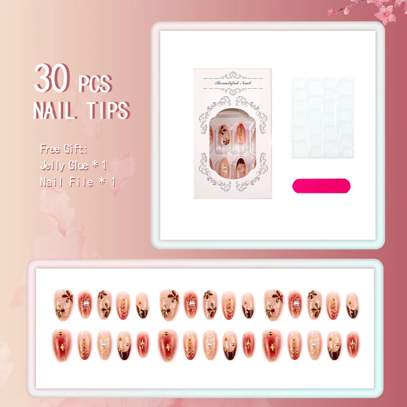 Elegantes florales dekoratives Press-On-Nagelset