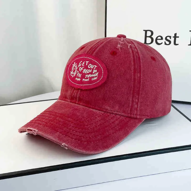 Lässige Distressed-Baumwoll-Baseballkappe für Damen Skanto