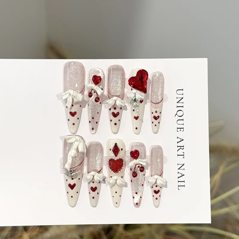 Herz-Themen bewegliche Press-on-Nagelset
