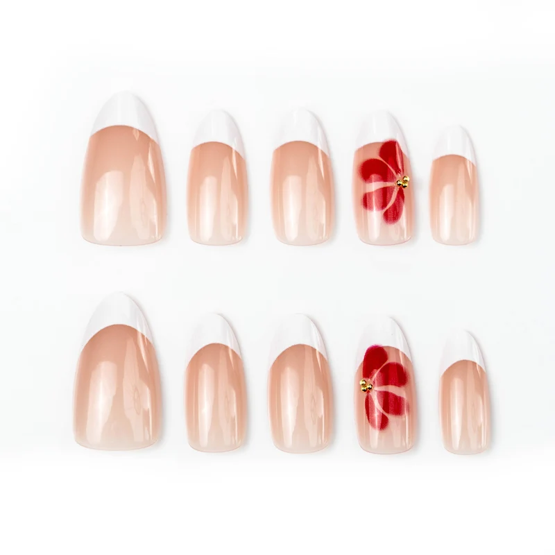Elegantes floral dekoriertes Press-On-Nagelset