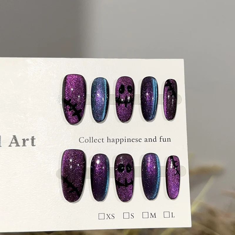 Halloween-Themen Glitzer Druck-On-Nagelkunst Set
