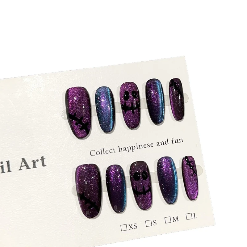 Halloween-Themen Glitzer Druck-On-Nagelkunst Set