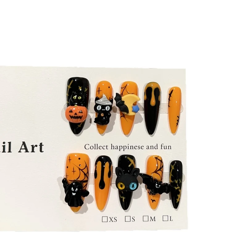 Halloween-Themen 3D Press-On Nagelkunst Set