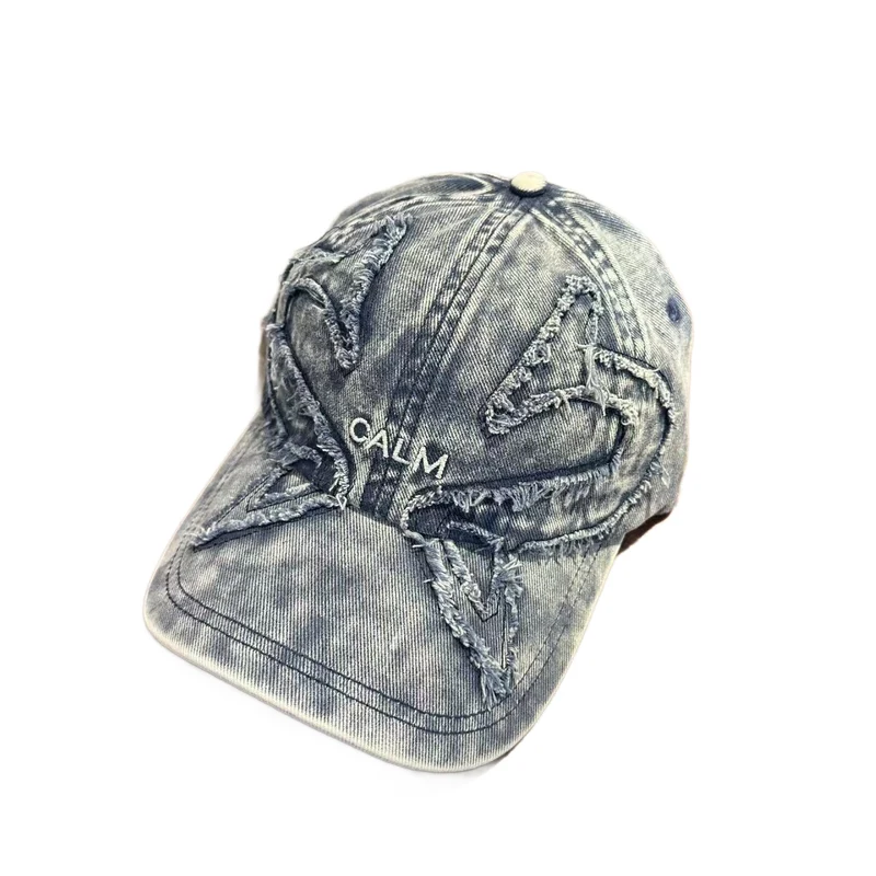 Unisex Distressed Denim Bestickte Kappe Skanto