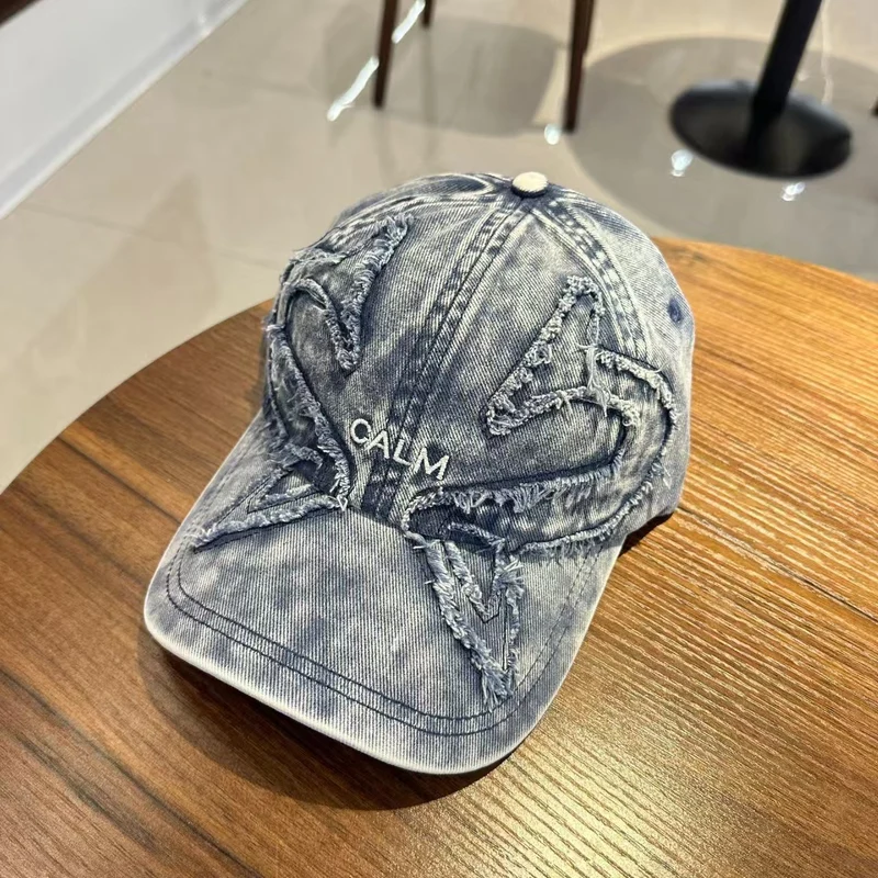 Unisex Distressed Denim Bestickte Kappe Skanto