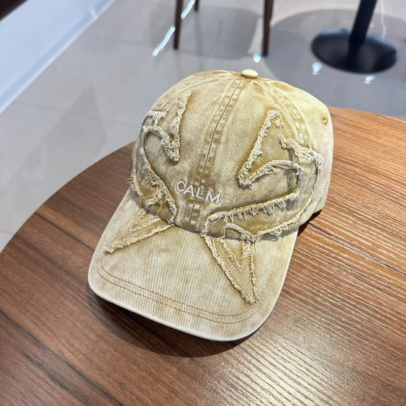 Unisex Distressed Denim Bestickte Kappe Skanto