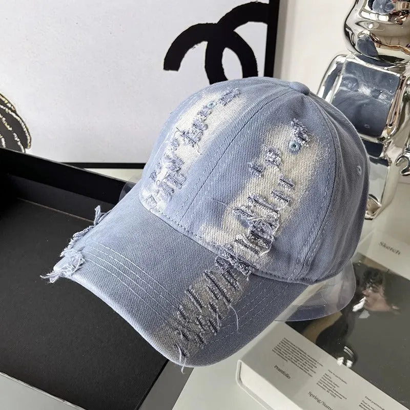 Unisex Distressed Denim Kappe Skanto