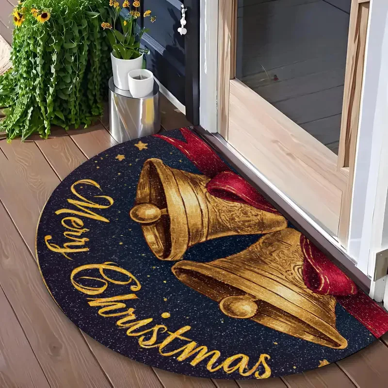 Halbrundes Fußmatte, Kristallvelours, Weihnachtsdesign