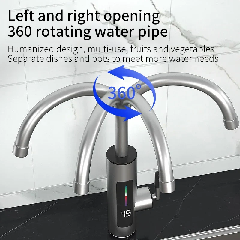 Skanto | Elektrischer Küchenwasserhahn mit Warmwasserbereiter 3000W Edelstahl