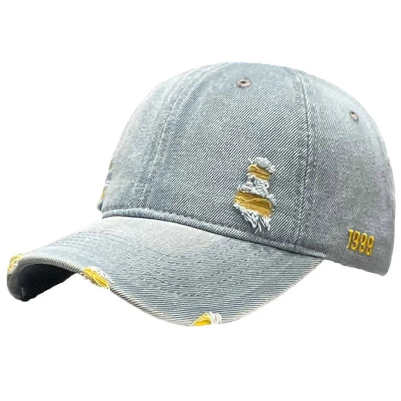 Unisex Distressed Denim Baseballkappe Skanto