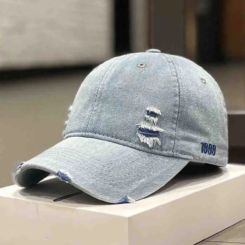 Unisex Distressed Denim Baseballkappe Skanto