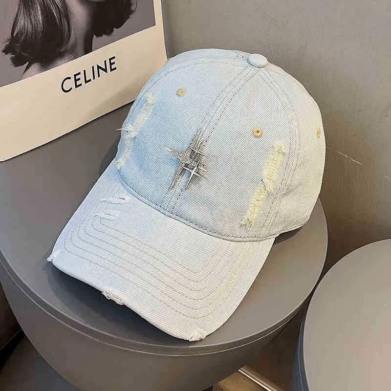 Unisex Distressed Denim Baseballkappe Skanto 1784188338