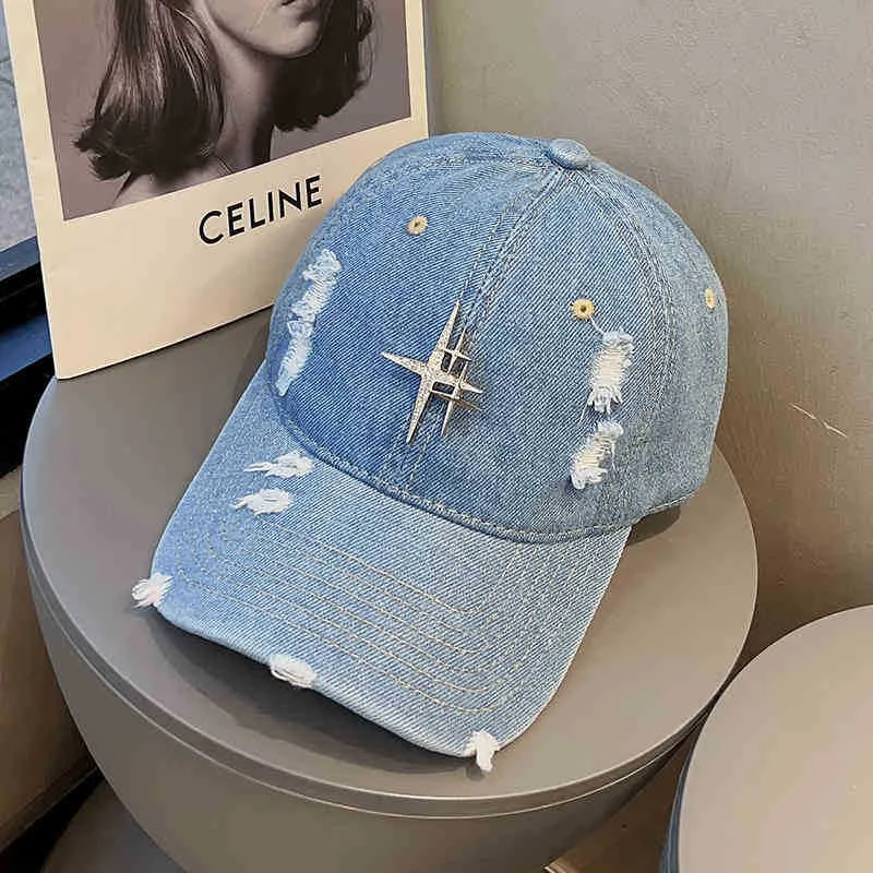 Unisex Distressed Denim Baseballkappe Skanto 1784188338