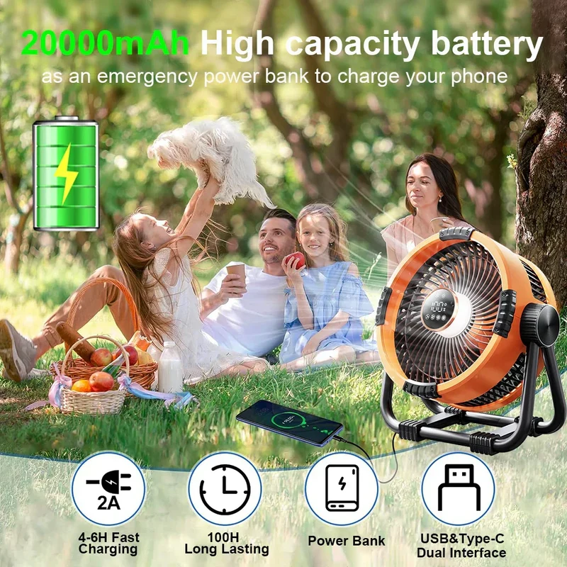 Skanto Campingventilator mit 20 000mAh Akku, LED-Licht & Fernbedienung - WindMate | Skanto