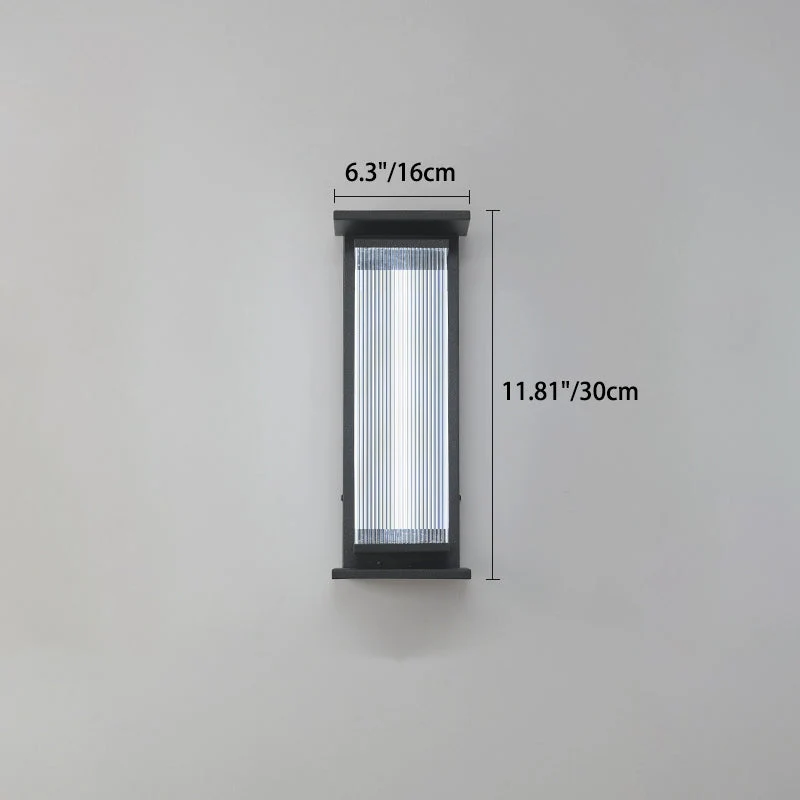 Modern minimalist wasserdichte rechteckige Edelstahl-Acryl-LED-Wandleuchte für den Außenbereich Patio | Brehn