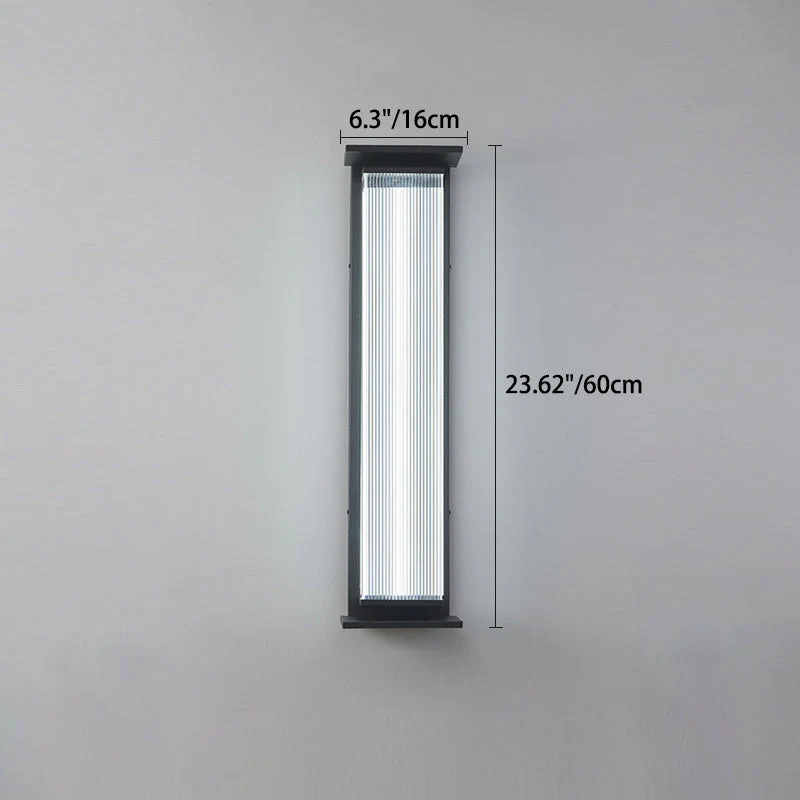 Modern minimalist wasserdichte rechteckige Edelstahl-Acryl-LED-Wandleuchte für den Außenbereich Patio | Brehn