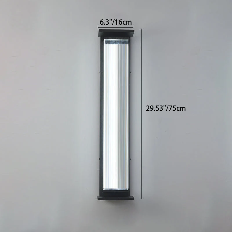 Modern minimalist wasserdichte rechteckige Edelstahl-Acryl-LED-Wandleuchte für den Außenbereich Patio | Brehn