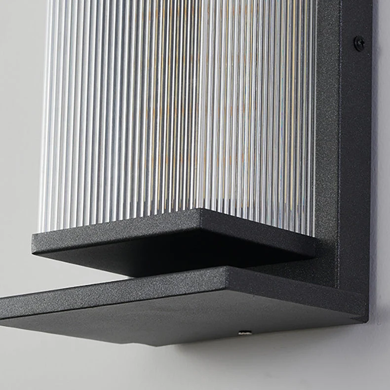 Modern minimalist wasserdichte rechteckige Edelstahl-Acryl-LED-Wandleuchte für den Außenbereich Patio | Brehn