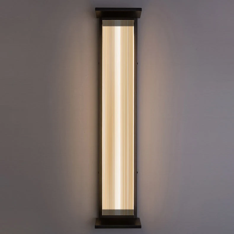 Modern minimalist wasserdichte rechteckige Edelstahl-Acryl-LED-Wandleuchte für den Außenbereich Patio | Brehn