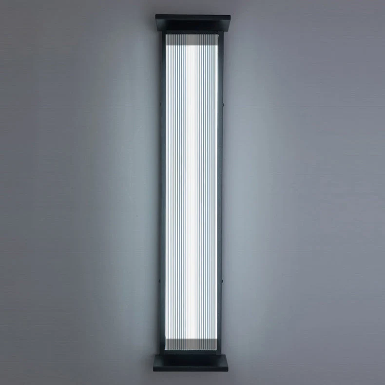 Modern minimalist wasserdichte rechteckige Edelstahl-Acryl-LED-Wandleuchte für den Außenbereich Patio | Brehn