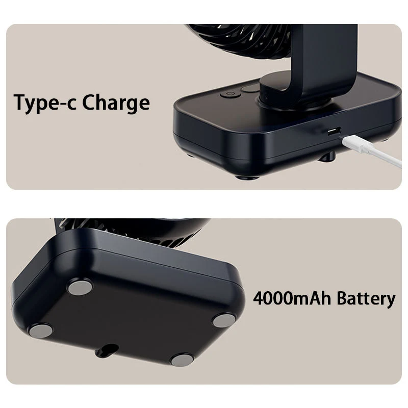 Tragbarer, wiederaufladbarer USB-Schreibtischventilator mit 4 Geschwindigkeiten | Skanto