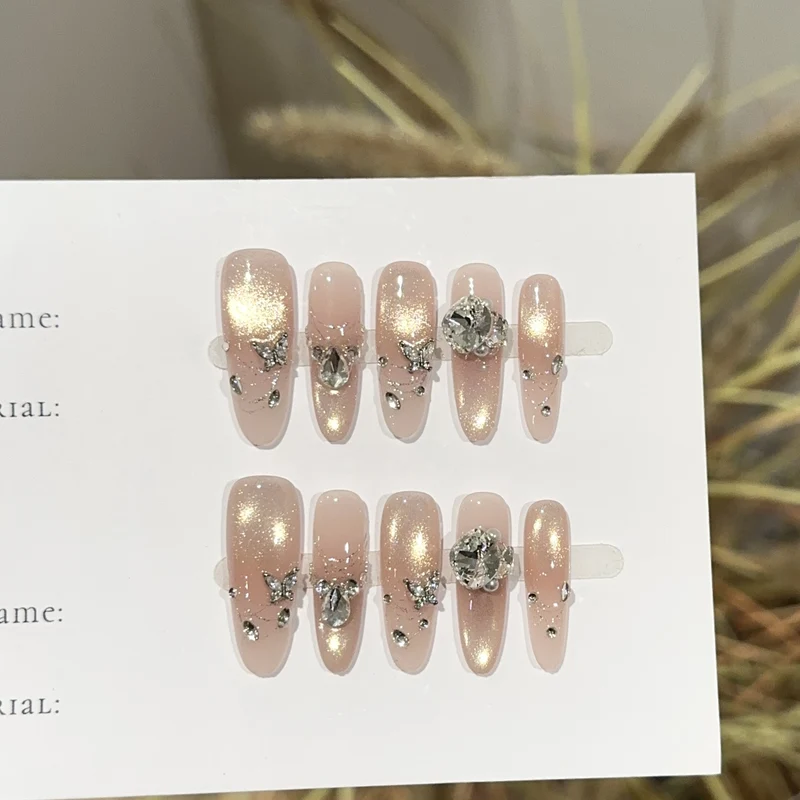 Glamouröse mit Strass verzierte Press-On-Nagel-Set