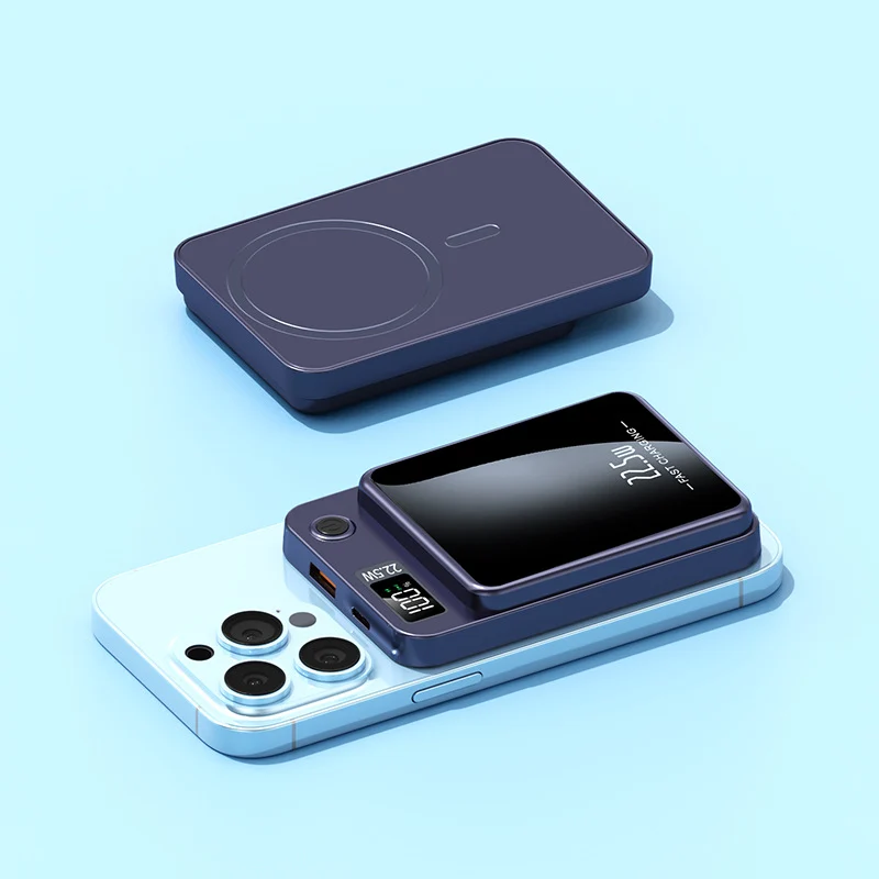Tragbare Schnelllade-Powerbank mit LED-Display und kabellosem Laden Skanto