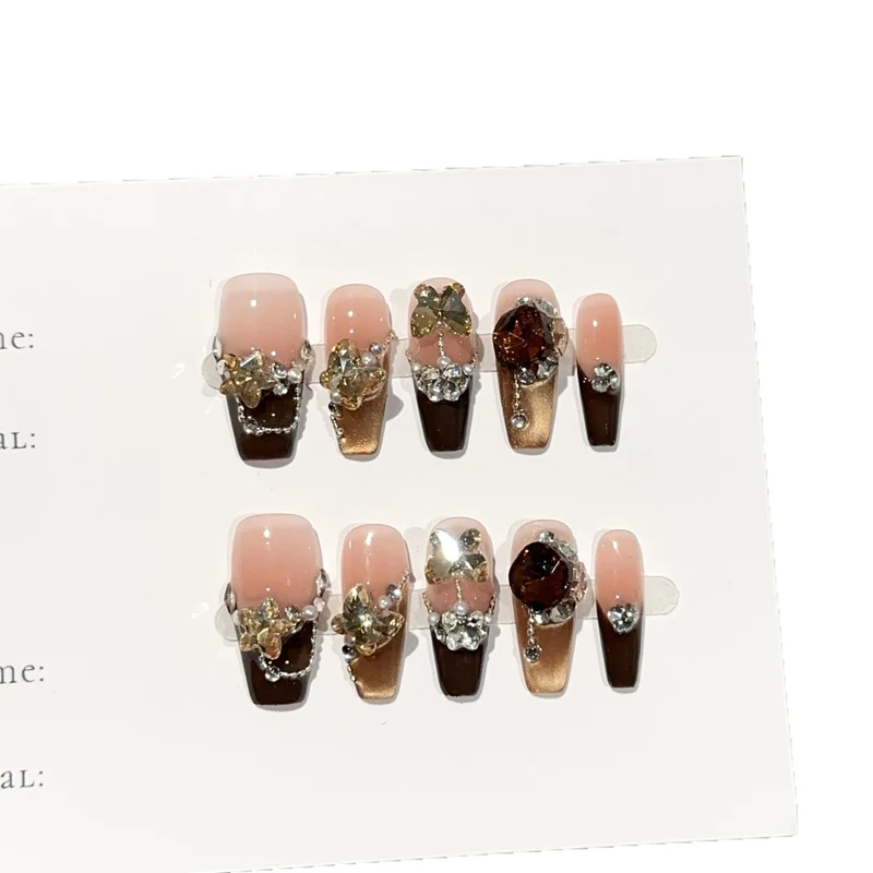 Glamourös Floral Verziert Press-On Nagelkunst Set