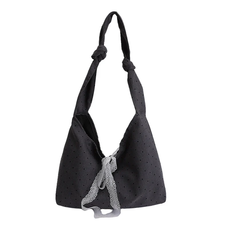 Polka Dot Canvas Hobo Tasche