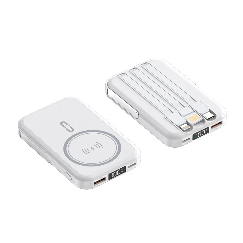 Tragbare Induktions-Powerbank mit integriertem Ständer und mehreren Anschlüssen Skanto