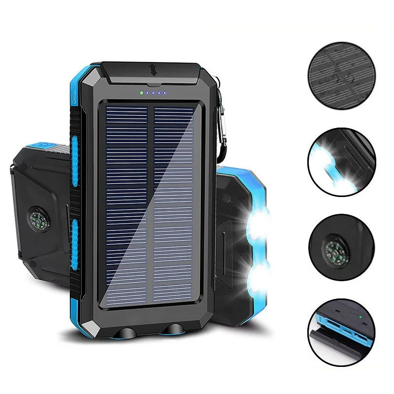 Solar Powerbank mit integriertem LED-Licht und Kompass Skanto