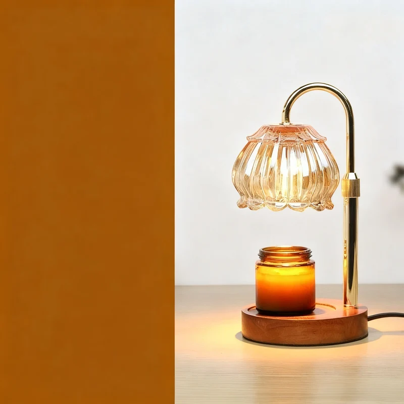 Wachsschmelz-Lampe mit Holzsockel