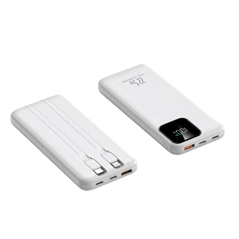 Powerbank mit integrierten Ladekabeln und digitaler Ladeanzeige Skanto