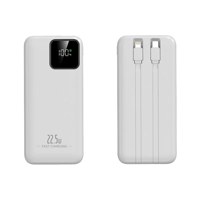 Powerbank mit integrierten Ladekabeln und digitaler Ladeanzeige Skanto