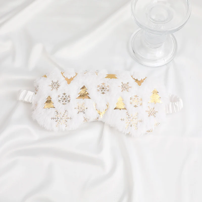 Unisex weiche Kunstfell-Augenmaske mit Weihnachtsmotiv-Prägung Skanto