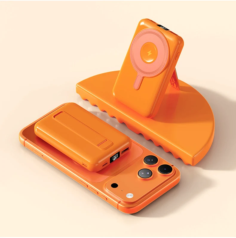 Kompakte magnetische Powerbank mit Standfunktion Skanto