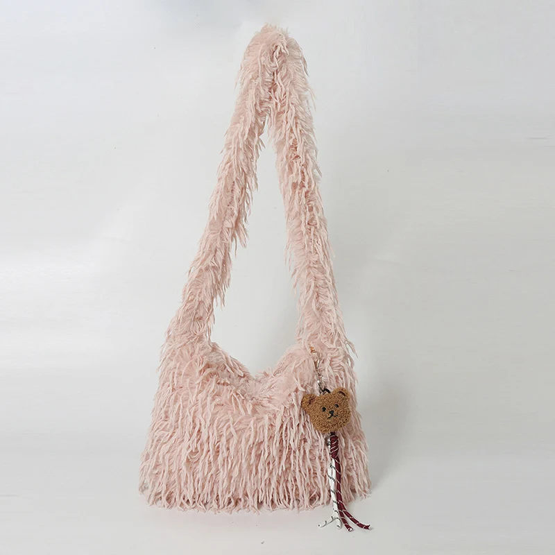 Fluffige Fransenschultertasche