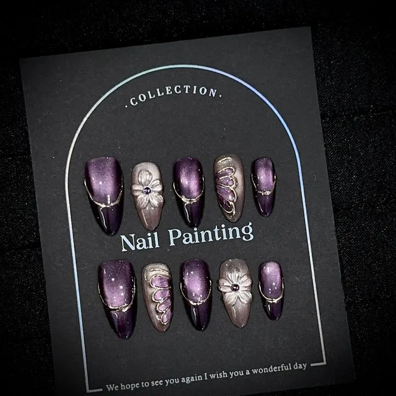 Elegante Blumen Design Press-On Nagel Set
