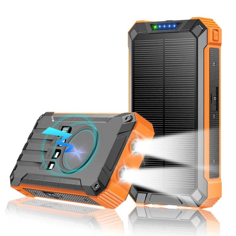 Solar- und Schnelllade-Powerbank mit LED-Taschenlampe Skanto