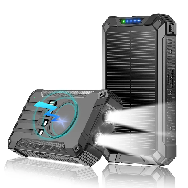 Solar- und Schnelllade-Powerbank mit LED-Taschenlampe Skanto