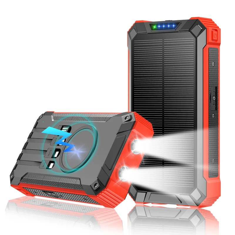 Solar- und Schnelllade-Powerbank mit LED-Taschenlampe Skanto