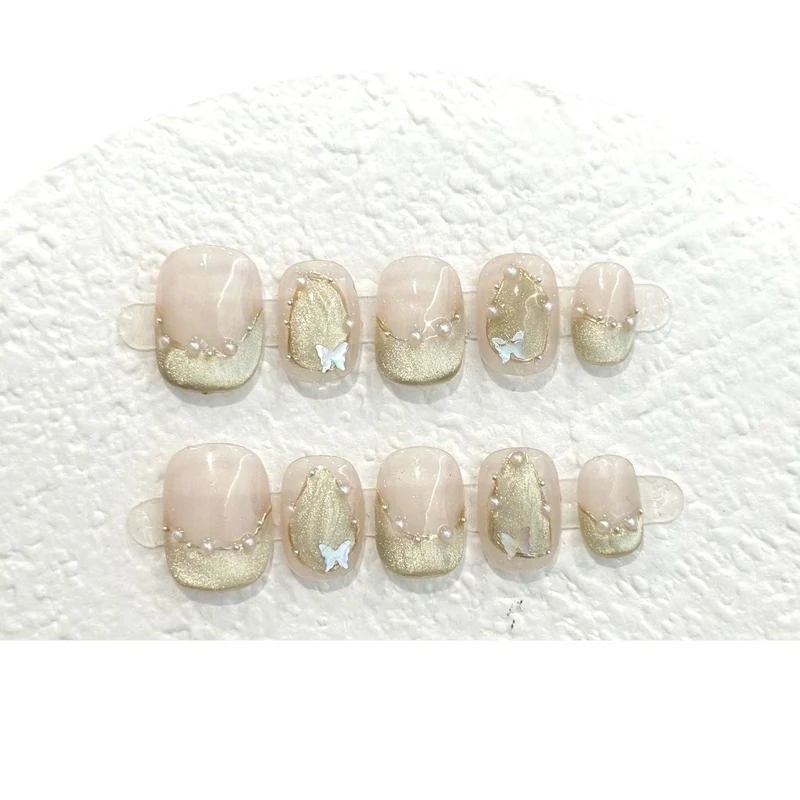 Elegante Schmetterlings-verzierte Press-On Nagelset
