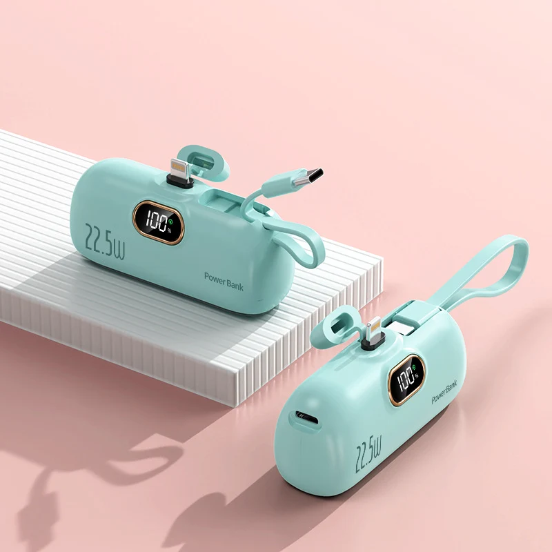 Tragbare Powerbank mit Schnellladekabel und LED-Anzeige Skanto
