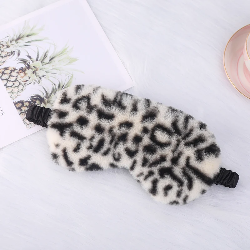 Luxuriöse Kunstfell-Augenmaske für Damen mit Leopardenmuster, extra weicher Polsterung und elastischem Komfortband Skanto