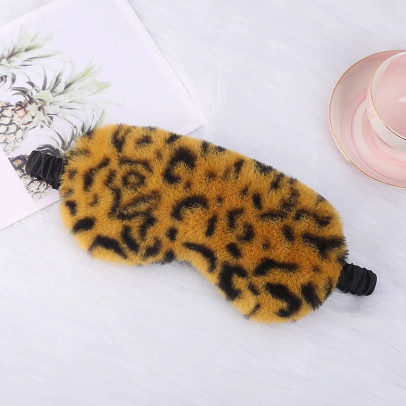 Luxuriöse Kunstfell-Augenmaske für Damen mit Leopardenmuster, extra weicher Polsterung und elastischem Komfortband Skanto