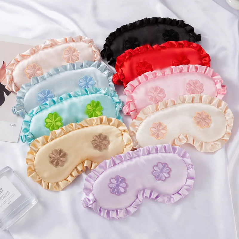 Bestickte Satin-Schlafmaske für Damen mit Rüschenbesatz und weicher Polsterung Skanto