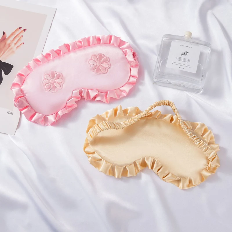 Bestickte Satin-Schlafmaske für Damen mit Rüschenbesatz und weicher Polsterung Skanto